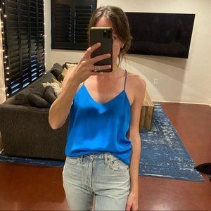 Tibi Silk Blue Halter Tank Cami